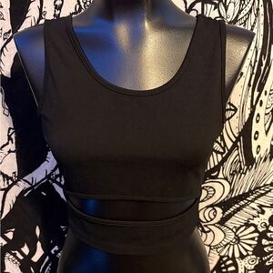 SHEIN Black Cutout Crop Top